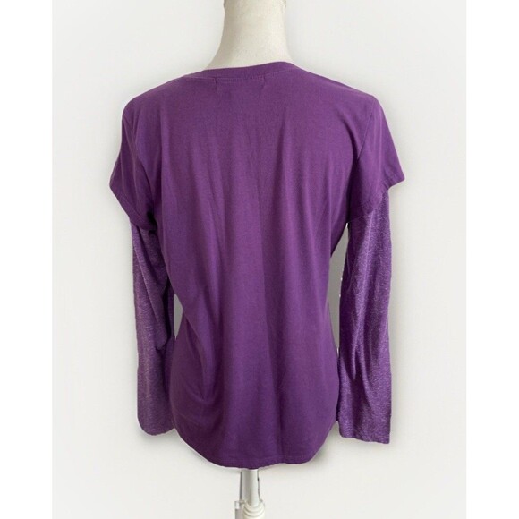 Y2K Appropriate Behavior Top L Purple Floral Long Sleeve Grunge Retro Vintage - Picture 2 of 7